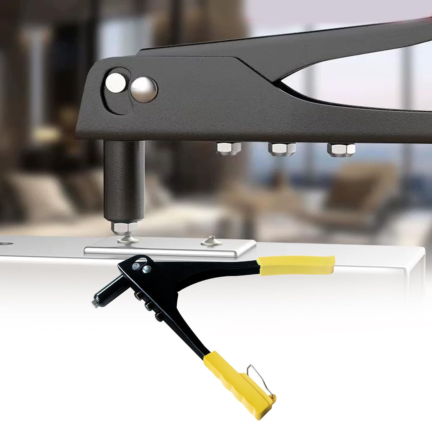 Rivet Gun, Manual Single Hand Riveter, Heavy Duty Pop Rivet Nut Tool for Fender Flares, Pad Eye, Canoe and Boat