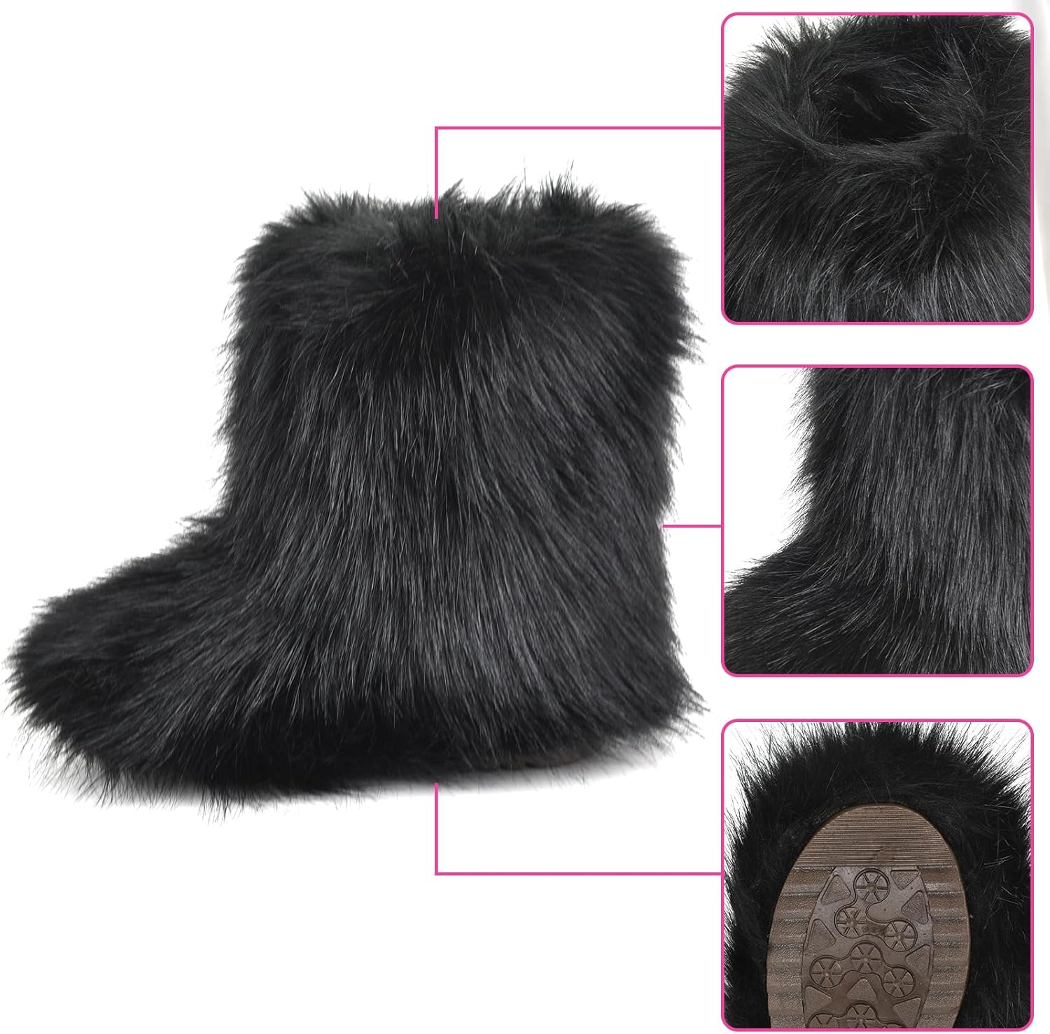 Fashion Fur Boots,Flat Heel Comfy Plush Warm Snow Booties,2025 Winter Outdoors Furry Boots,Mid-Calf Faux fur Boot for Women. - Image 5
