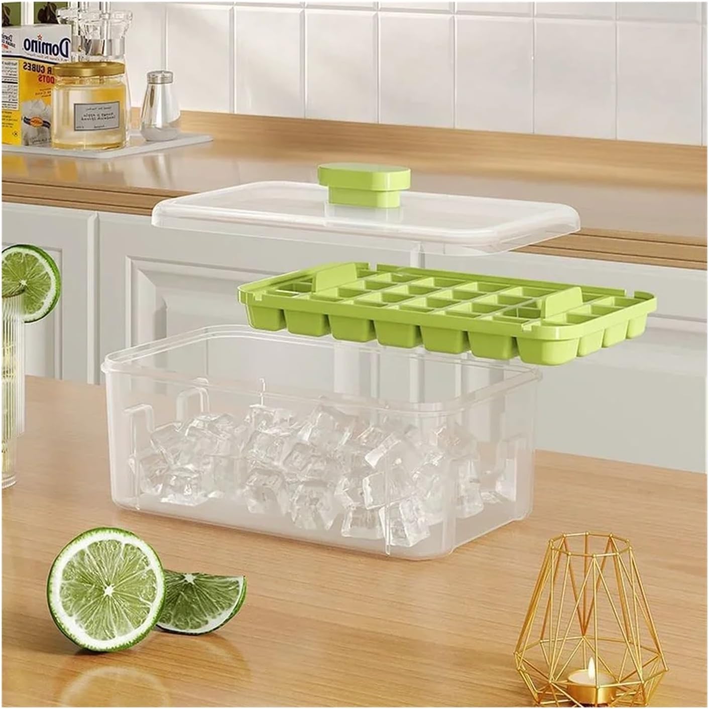 High-Capacity Ice Cube Maker Mold Refrigerator Tray ，Compatible for Homemade Clear Blocks and Cubes
