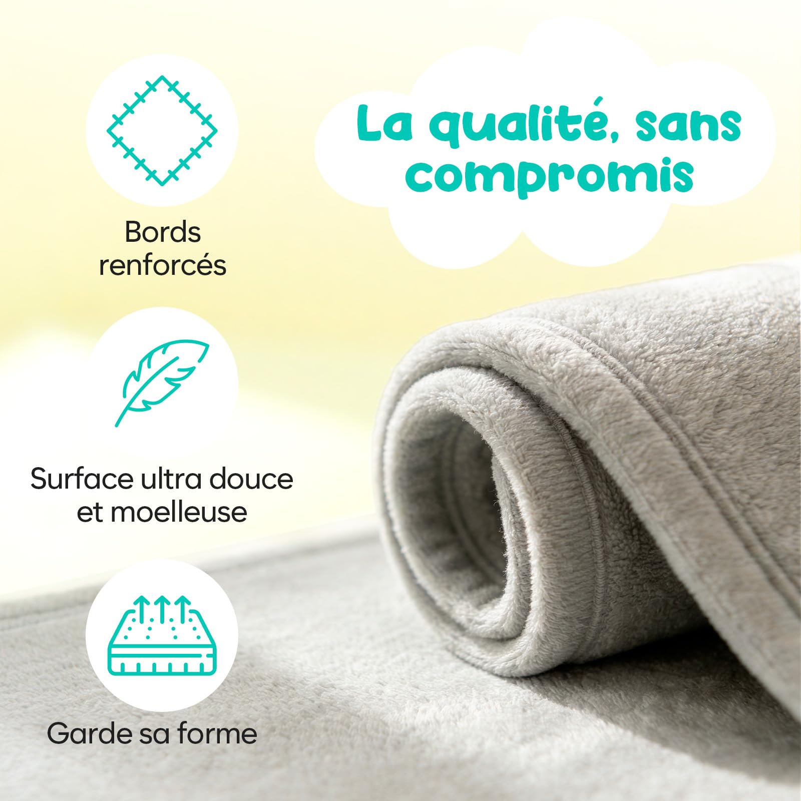 Tapis de Jeu Bébé 150x150 cm – Tapis Bébé Épais 3 cm Mousse à Mémoire de Forme – Non Toxique – Grand Tapis d’Éveil et de Motricité – Antidérapant, Doux et Confortable - Avec Maman