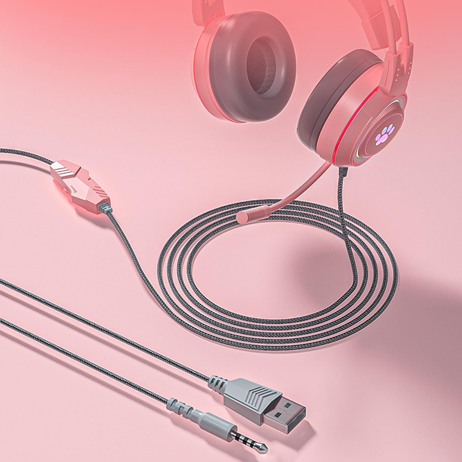 G25 przewodowe słuchawki gamingowe 3,5 mm wtyczka Glowin Gamer Headset Stereo Surround Sound z mikrofonem dla graczy, pracy biurowej