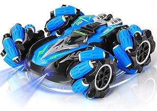 LELETAM Remote Control Car RC Cars, 2.4 Ghz High Speed Double Sided 360° Flips RC Stunt Drift Car with LED, 4WD Truck Toys Gifts for 6 7 8-12 9 10 11 Year Old Boys Girls & Adult (Blue)