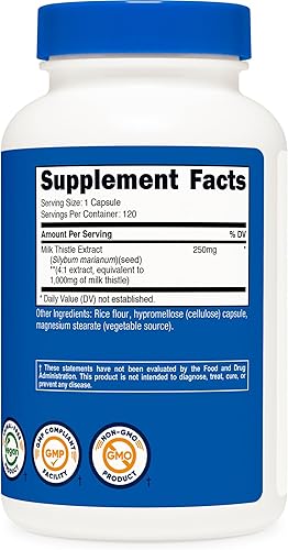 Vista 10 de Nutricost cápsulas de cardo mariano 0.009 oz, 1 botella, 1