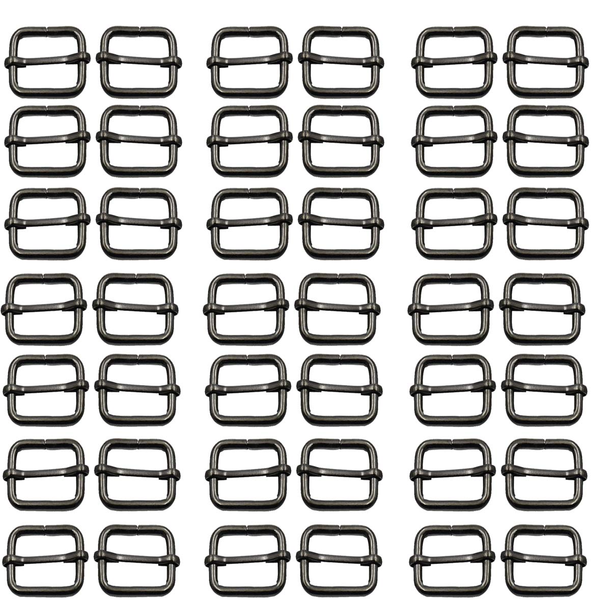 Trimming Shop Tri-glide Metal Slider Bar Buckles Adjustable Fasteners for Webbing Straps, Belts, Footwear, Handbags, Clothing Accessories, Pet collars, Leathercrafts (20mm, 50pcs, Gunmetal)