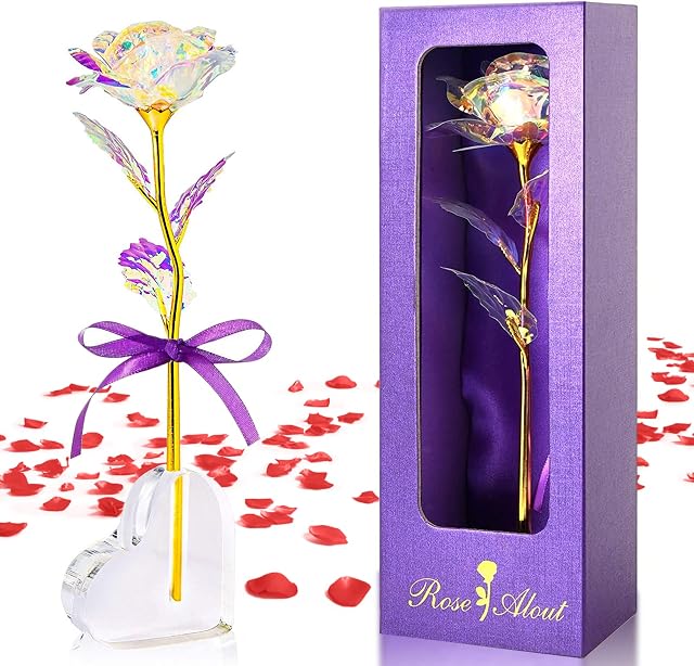 Gifts for Women Flowers, Valentines Gift for Her, Galaxy Rose with Stand Gift Box, Rainbow Forever Rose Gifts for Valentines Day/Mothers Day/Birthday, Infinity Rose Flower for Girlfriend, Wife, Mum