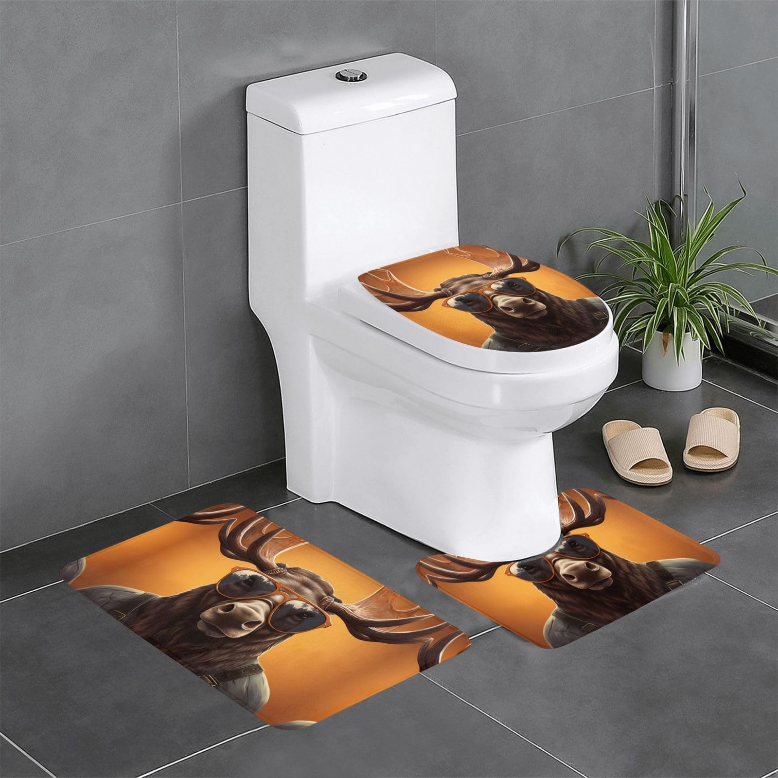 Tapis de sol antidérapants élan cool lot de 3 pour salle de bain 61x40cm