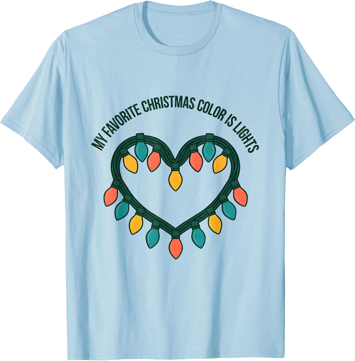 Men's My Favorite Christmas Color Is Lights Funny Family Holiday T-Shirt image 3
