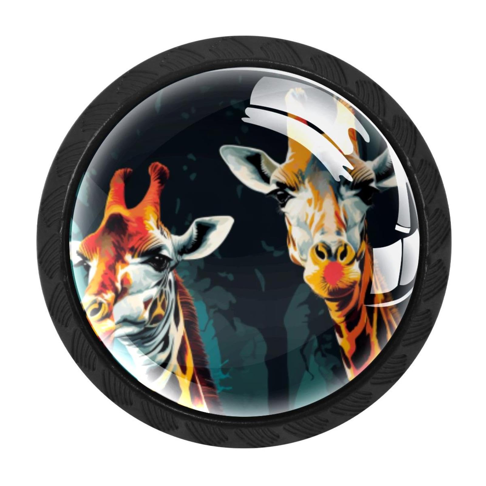Chenzzzz Multicolored 04 4 Pack Black Deer Drawer Knobs, Cabinet Knobs Round Glass Knobs For Kitchen Cabinet Hardware Bathroom 35Mm