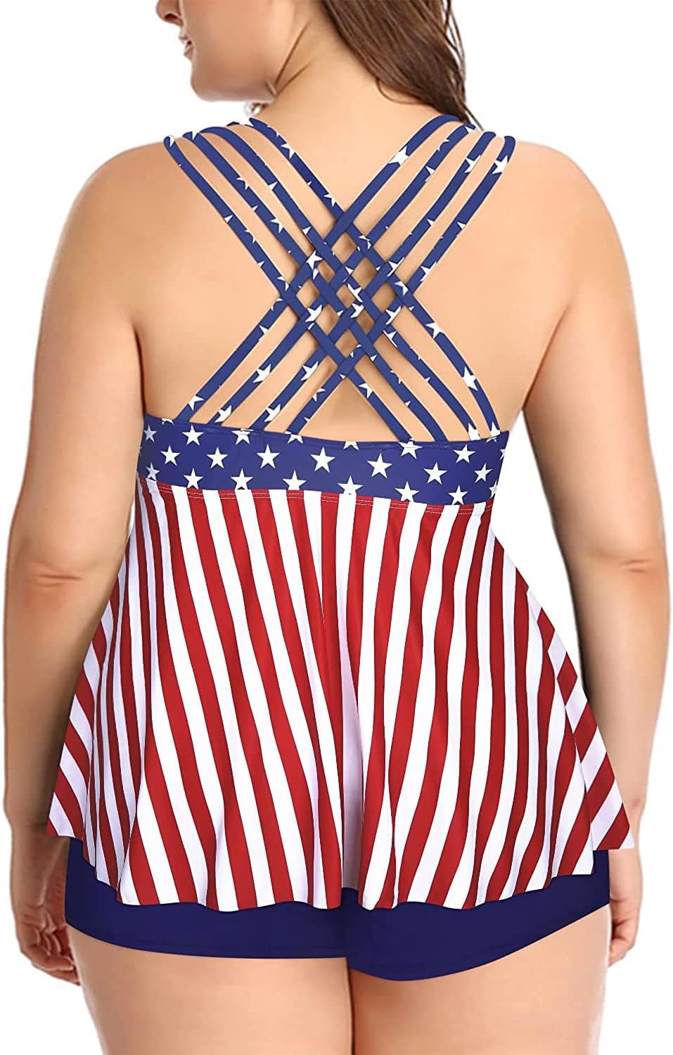 Aqua Eve Plus Size Swimsuits with Shorts Two Piece Tankini for Women Flowy Bathing Suits Athletic Swimwear