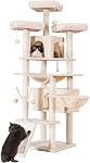 Hey-brother Cat Tree, 71 inches XL Large Cat Tower for Indoor Cats, Multi-Level Cat House with 3 Padded Perches, Big Scratcher, Cozy Basket, 2 Cat Condos and Scratching Posts, Smoky Gray MPJ034G