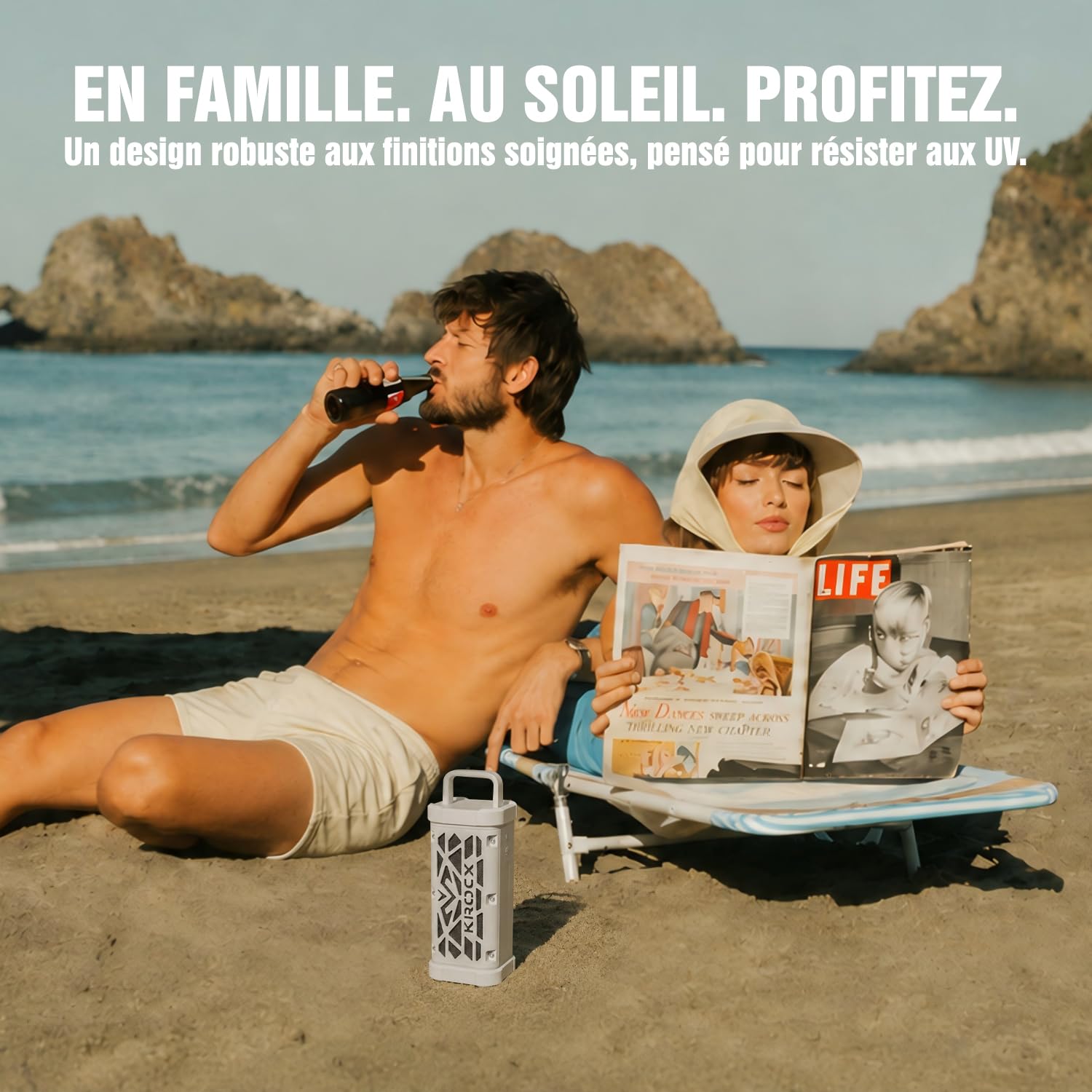 TRAVOR Enceinte Bluetooth en Aluminium Robuste et Magnétique, 45W Bass Boost, IP68 Étanche et Antichoc, Jusqu’à 25 h d’Autonomie, pour Camping-Car, Vanlife, Voyage et Aventures en Plein Air