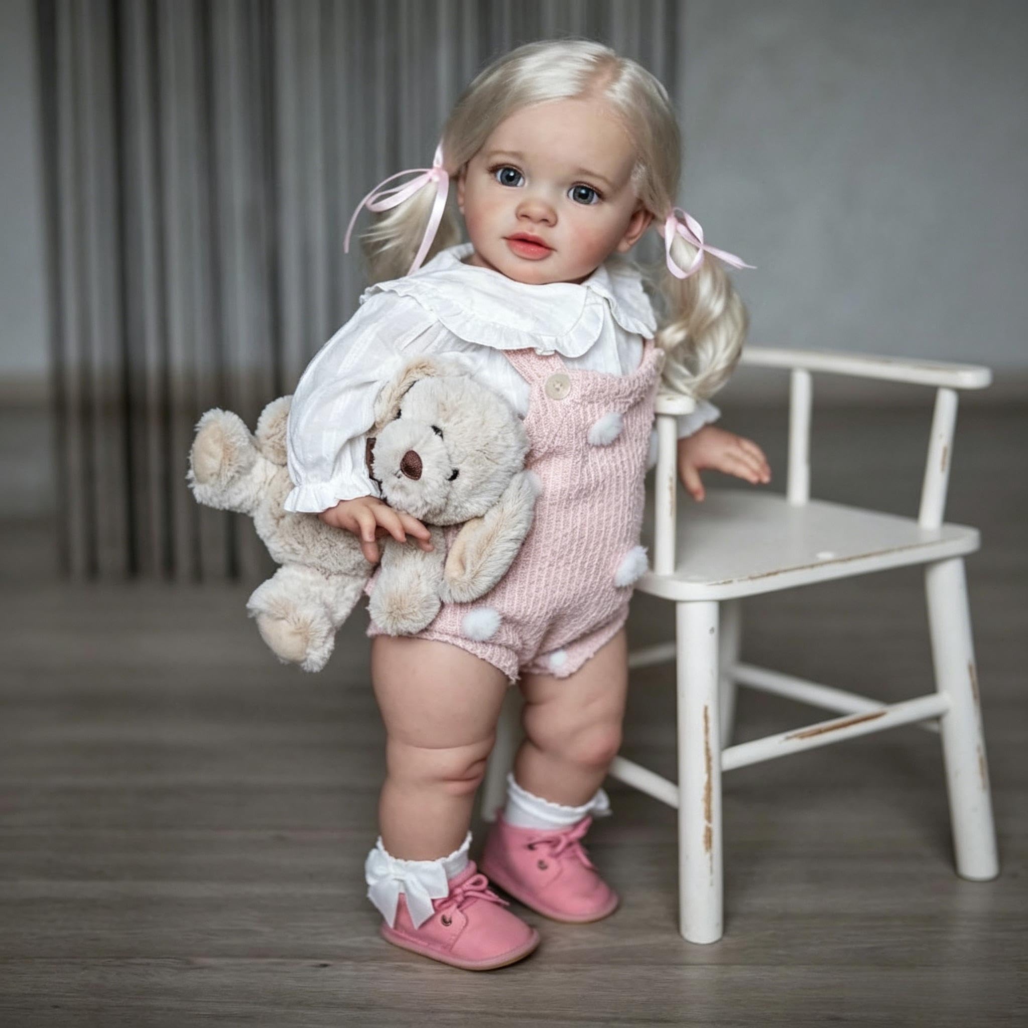 ROSHUAN Big Realistic Reborn Toddler Girl Doll 26 Inch Reborn Baby Dolls Blonde Pippa Soft Cloth Body That Look Real Silicone Babies Lifelike Toddler Doll For Children Gift โ image 1