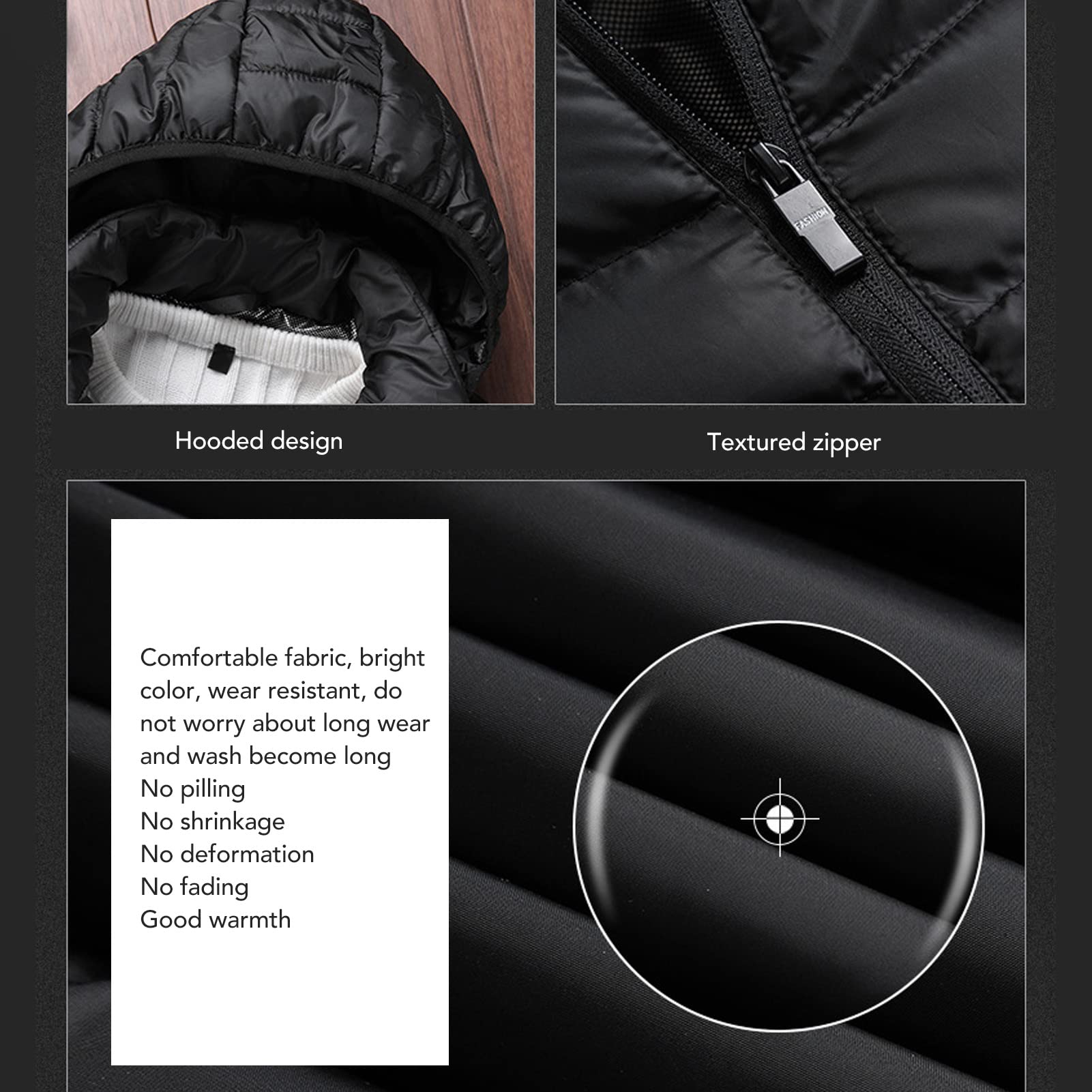 Abrigo de Calefacción Eléctrica Chaqueta Térmica Inteligente Termostático Negro con Capucha para Hombres y Mujeres