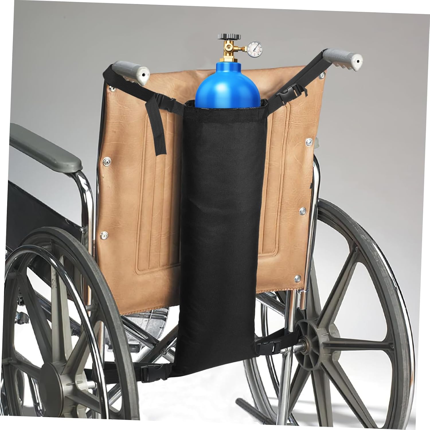 Ipetboom Portable Oxygen Cylinder Holder for Wheelchairs Oxford Bag with Straps Fit for Oxygen Tanks Easy to Clean Storage