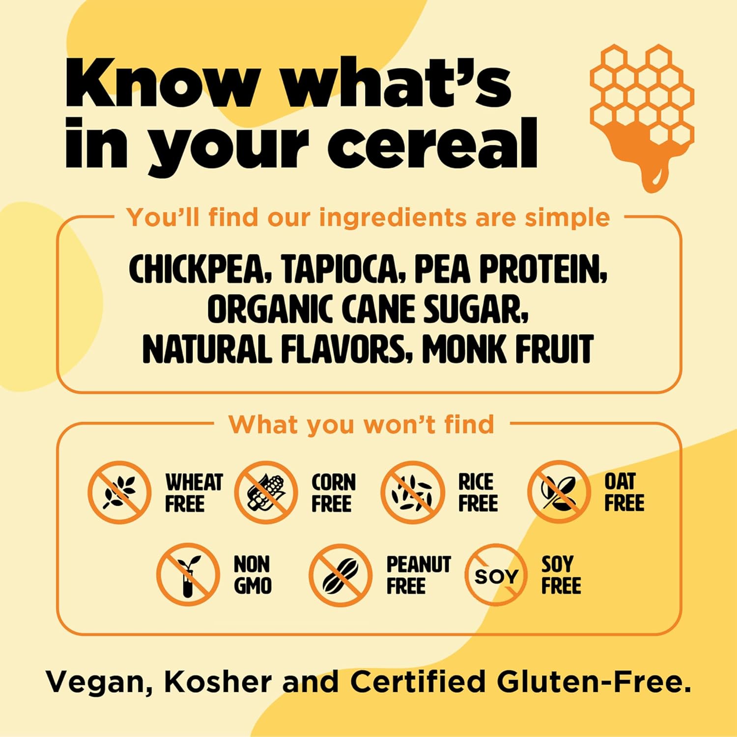 Three Wishes Grain-Free & Protein Cereal - Healthy, Low Sugar & Gluten-Free Breakfast Cereal - Low Carb, Plant-Based, Vegan & Non-GMO - Honey, 4-Pack