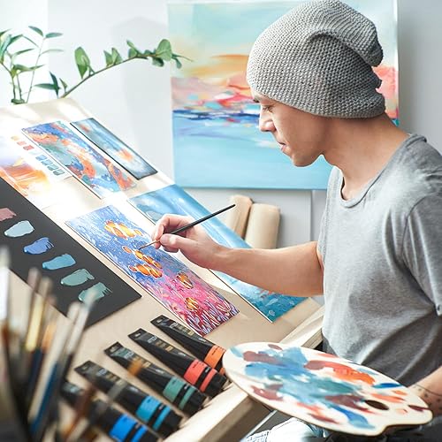 Miniatura 7 de ARTEZA Tableros de lienzo para pintura, 6 x 6 pulgadas, paquete de 28, paneles de lienzo pequeños blancos en blanco para pintura acrílica, óleo y