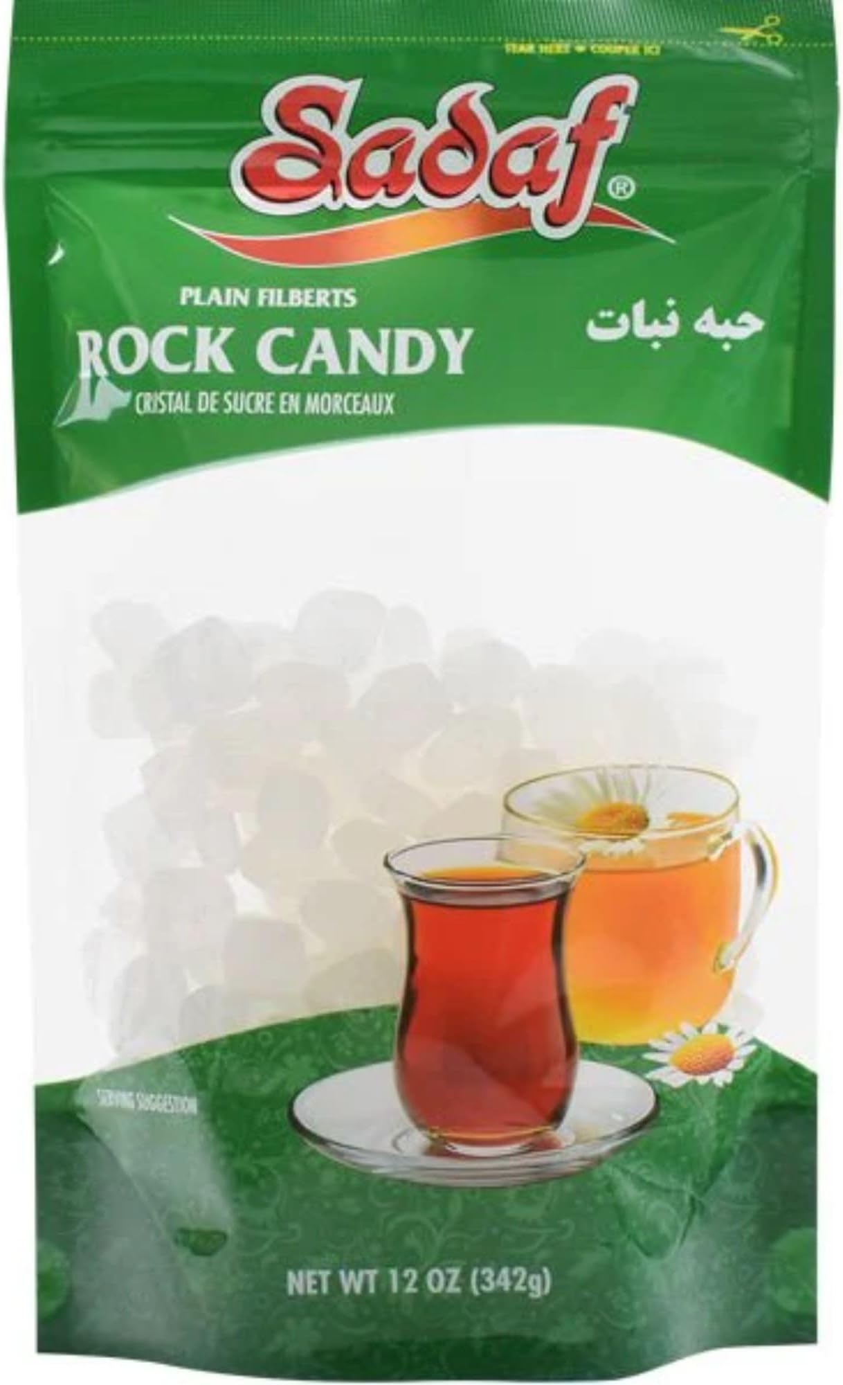 Sadaf Rock Candy Plain Filberts - Rock Candy for Tea and Beverages - Food Flavoring Rocks - Classic Sweet Delight - 12 oz Resealable Bag