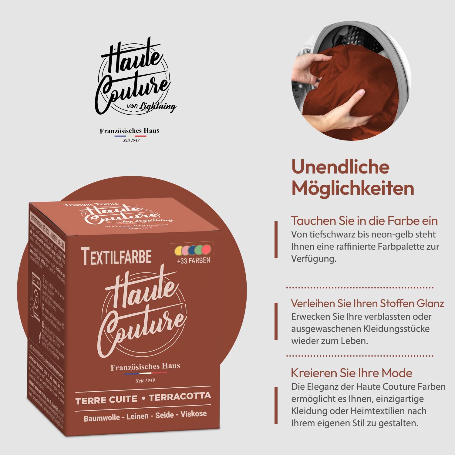 Haute Couture - Textilfarbe All-in-One - Terrakotta - 3x350g