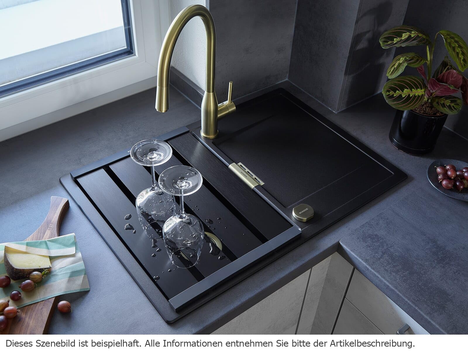 Schock Design Abtropfgitter in gebürstetem Edelstahl Look (629725EDM)