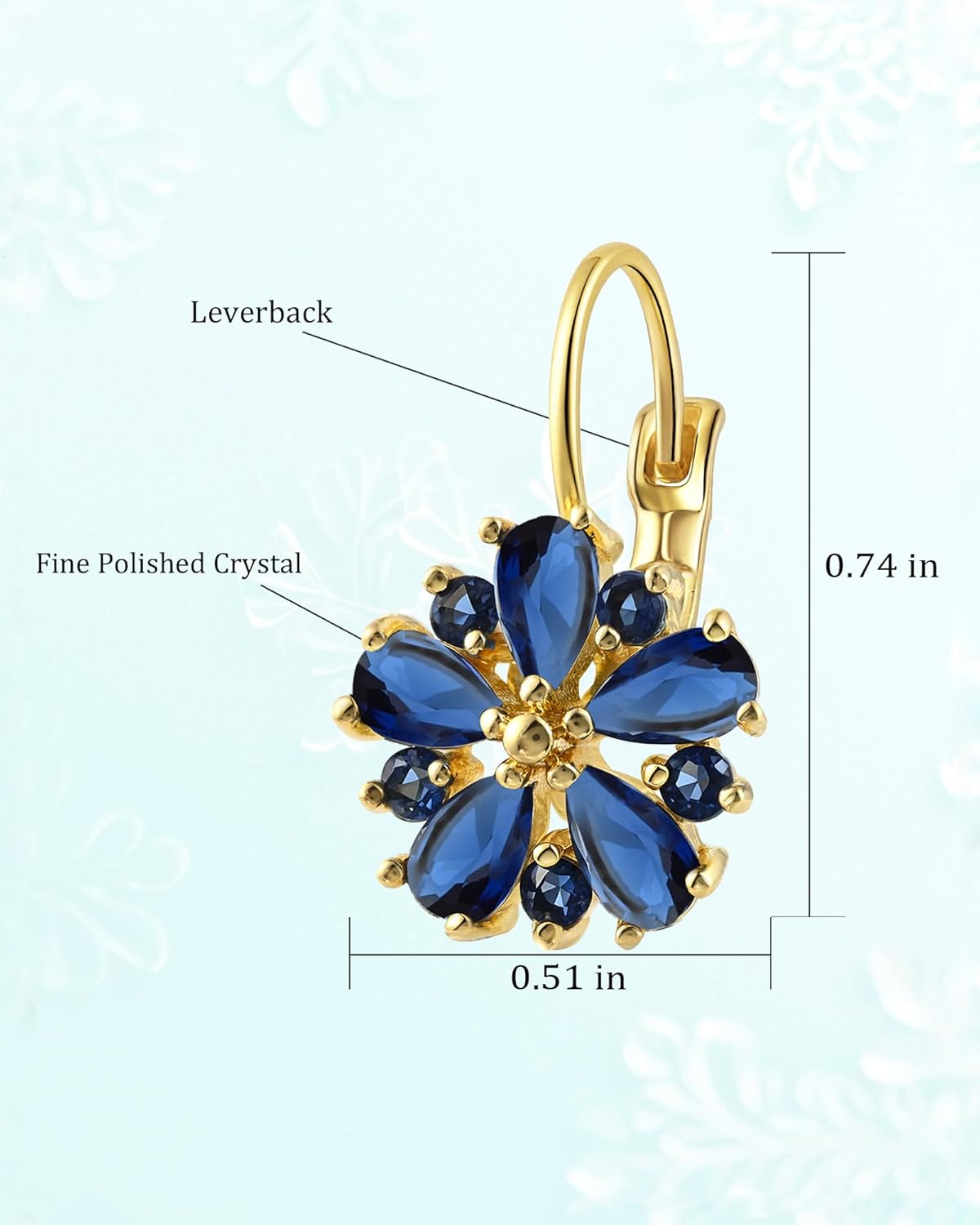 Vintage 14K Gold Plated Flower Birthstone Earrings - Hypoallergenic Leverback Floral Earrings, Trendy Jewelry Gift for Women - Image 4