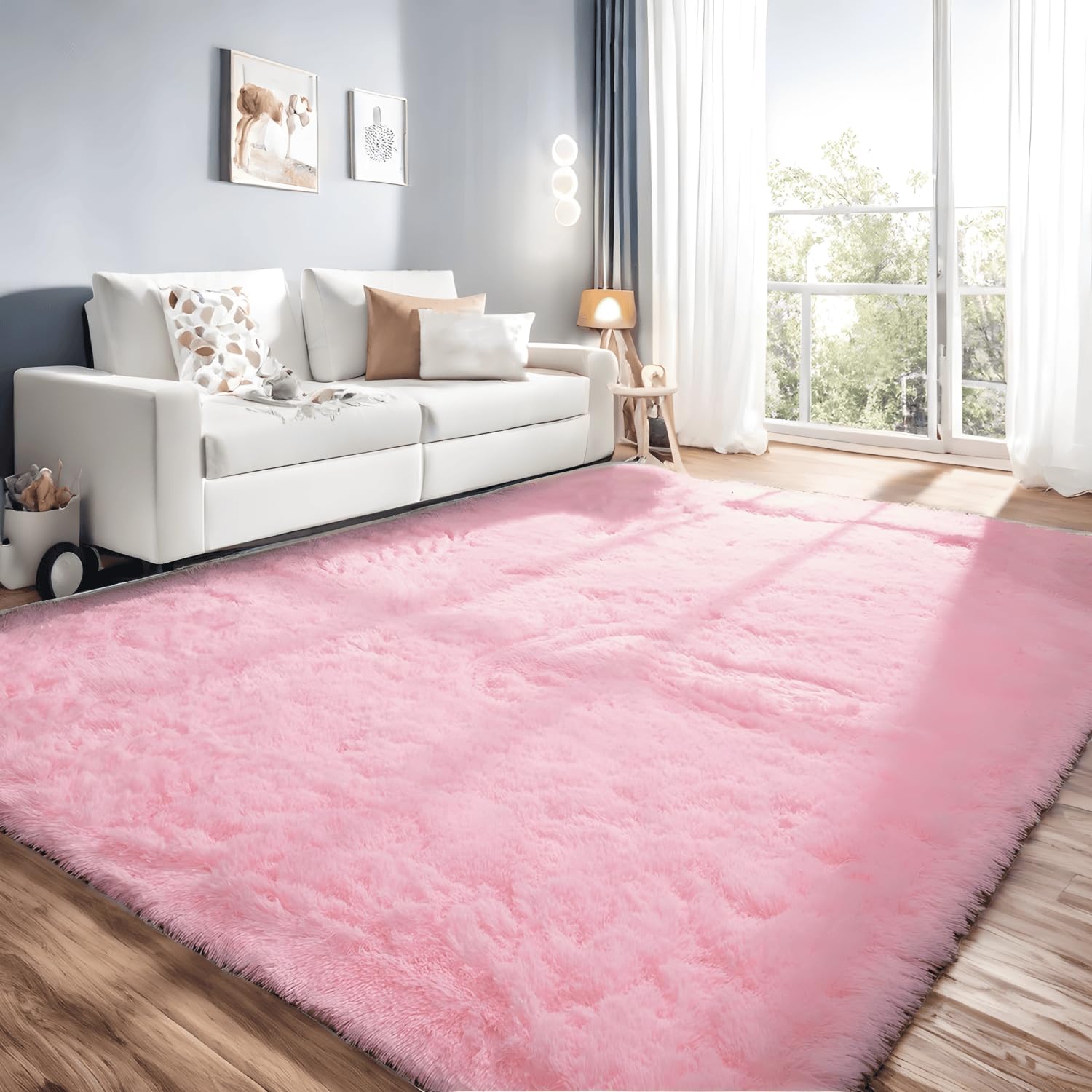 linyingdian Alfombra Peluda, Alfombra para niños, Alfombra Suave Antideslizante, Moderna y Suave, Adecuada para Sala de Estar, habitación Infantil, Dormitorio. (Rosado, 80x120cm)