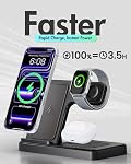 GETPALS Wireless Charger iPhone Charging Station for Apple Multiple Devices | 3 in 1 Charger Stand for iPhone 17 Pro Max 17e 16 16e 15 14 13 12 & Watch Series 11-2 SE Ultra & Airpods 4 3 Pro, Black