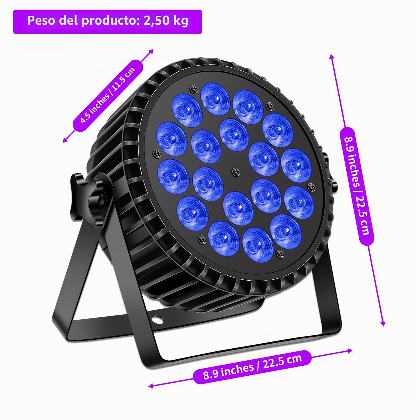 U`King luces par Foco LED de 200 W 4 en 1 Luz de escenario UV RGB DMX512 Luces de Fiesta, Discoteca,8 canales 8 efectos de mezcla de colores para escenario/DJ/fiesta/actuación/bar/Halloween
