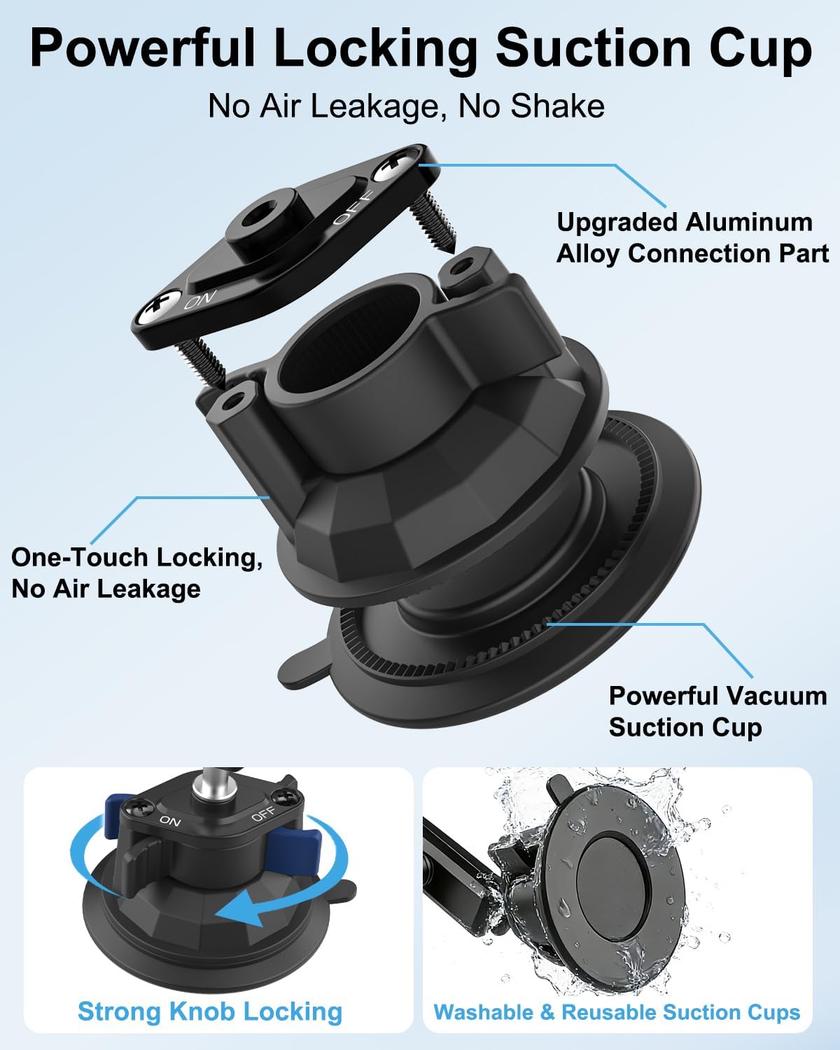 Heavy Duty Tablet Mount for Truck Dashboard, Suction Cup Tablet Mount for Car Windshield, Anti-Shake Metal Arm Holder Fits 4-13" Devices, iPad Pro/Air/Mini, Galaxy Tab