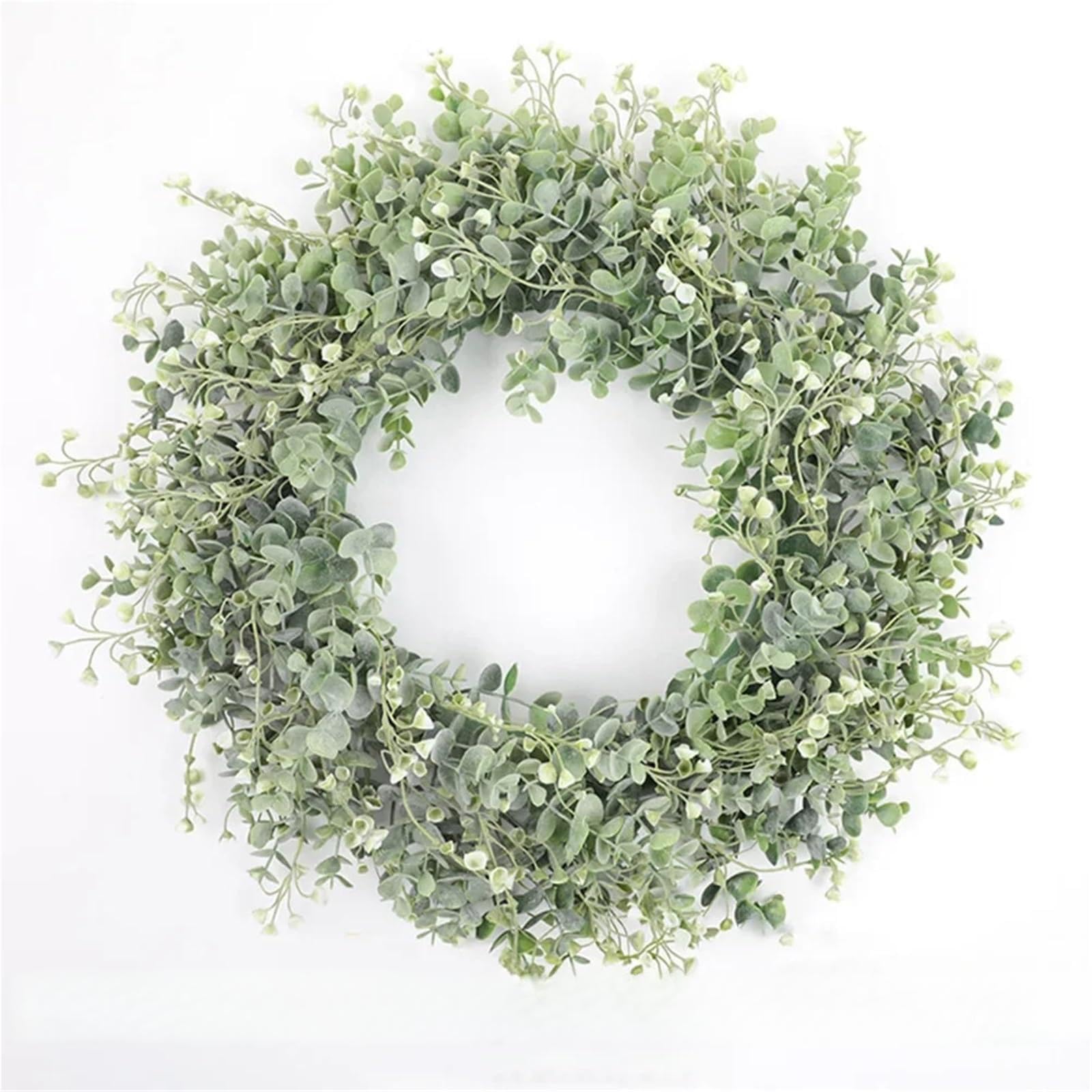 Door Wreath 50CM Eucalyptus Wreath Front Door Green Leaves Spring Outdoor Artificial Greenery Hanging