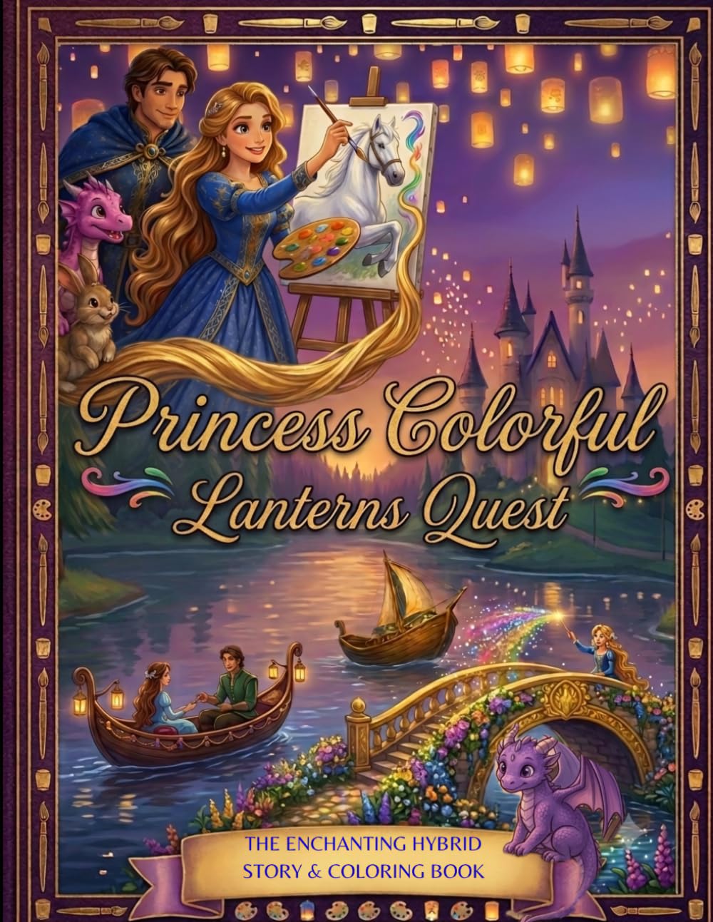 Princess Colorful Lanterns Quest: The Enchanting Hybrid Story & Coloring Book