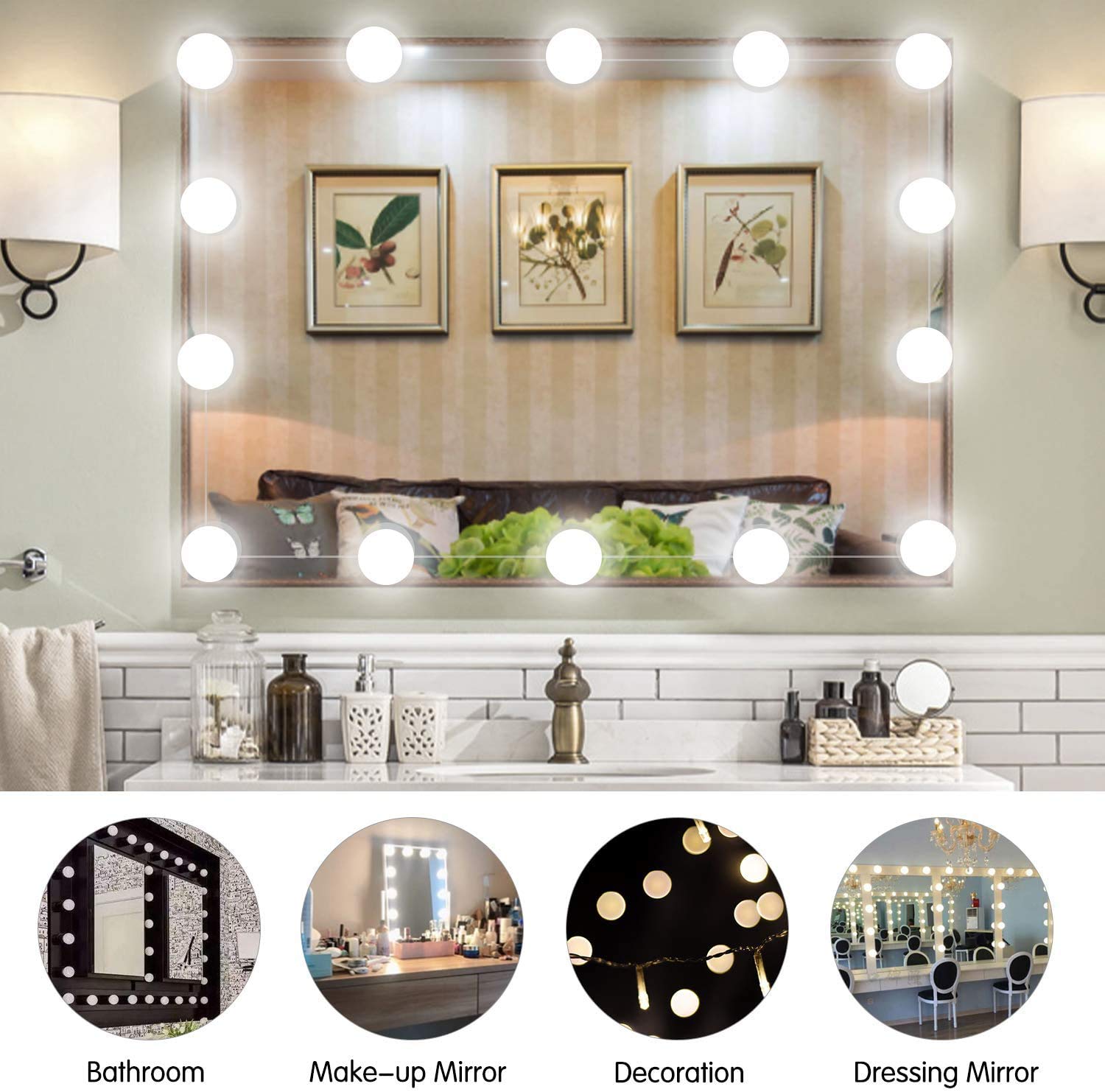 Brightown Hollywood Led Vanity Lights Strip Kit, with 14 Dimmable Light