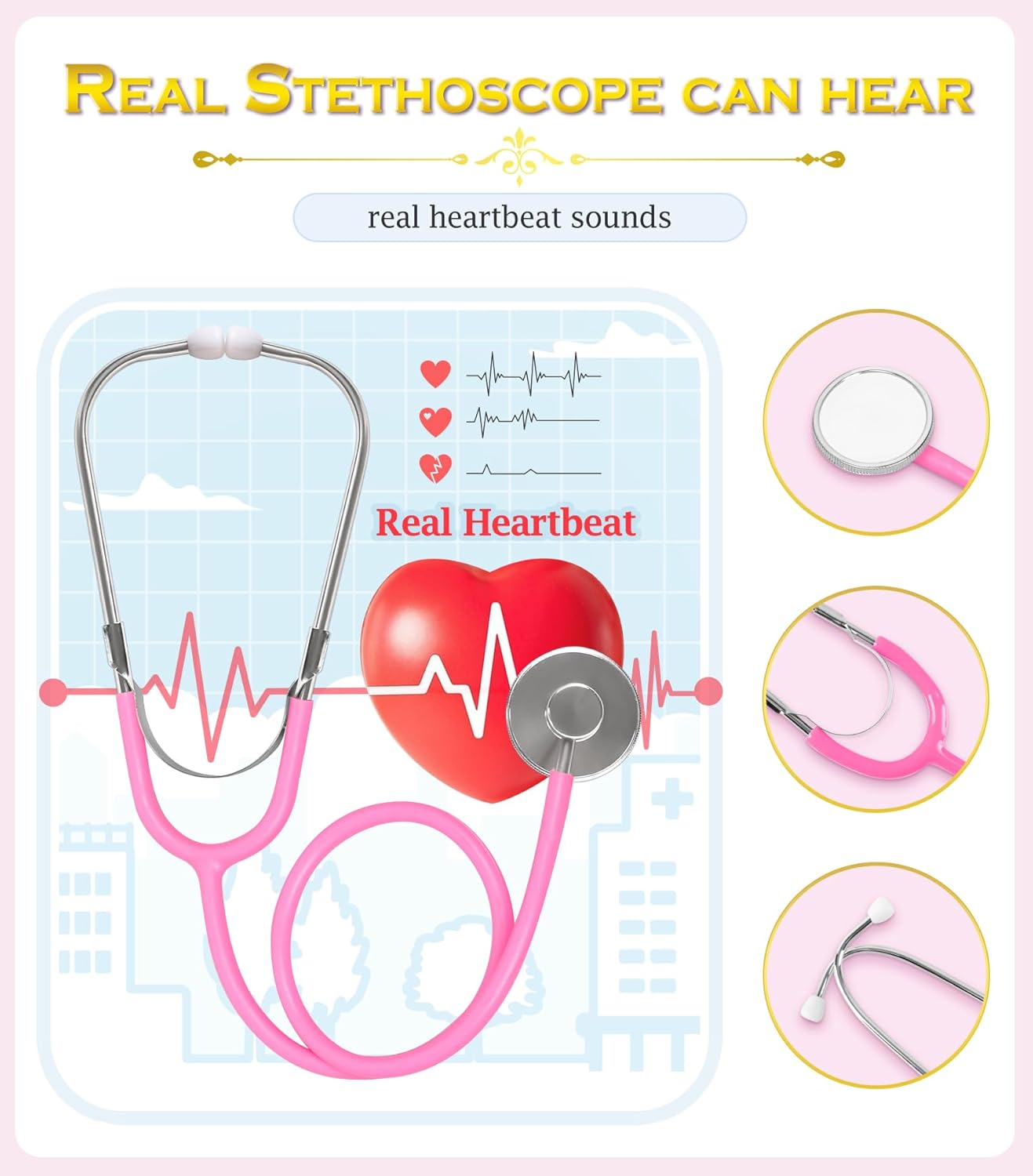 Doctor Costume for Girls Doctor Scrubs Costume for Kids with Lab Coat, Carry Bag, Stethoscope, Doctor Dress Up for Halloween, Career Day Role Play Costume for Boys Girls 5-8 - Image 2