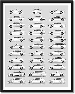 BMW Inspired Poster Print Wall Art Handmade Decor of the Best of BMW Generations History Evolution 8x10" (Unframed) Satin Print