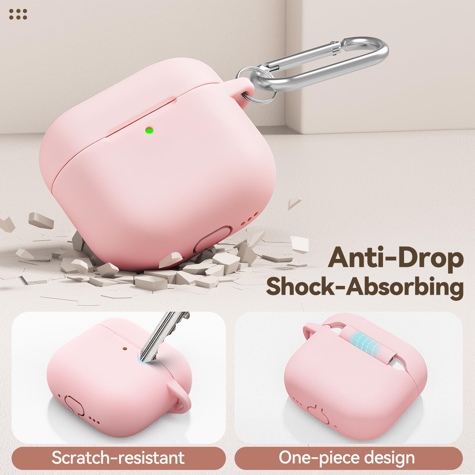 for AirPods 4 Case Cover, Soft Pink Silicone Protective Shell Compatible with Apple AirPods 4th Generation Case for Women Girly, iPod 4 Case with Flower Chain,Keychain and Cleaner Kit - Pink - 4