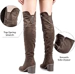 katliu Women's Knee High Boots Suede Chunky Heel Dressy Boots Over the Knee Boots Side Zipper Winter Long Boot