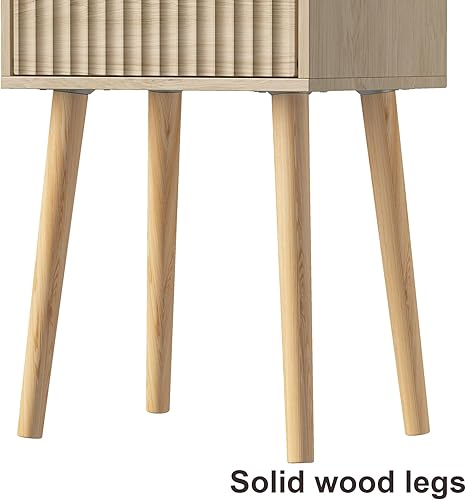 Miniatura 42 de LAATOOREE Mesita de noche, juego de 2 unidades, mesa auxiliar pequeña con puerta de ratán, estilo bohemio para dormitorio, sala de estar, color