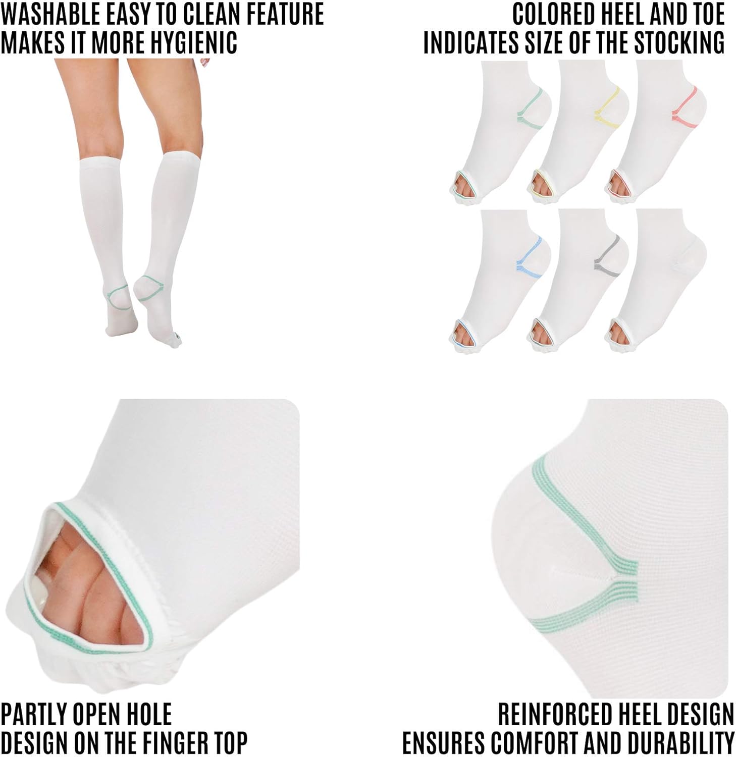 invera Anti Embolism Compression Stockings, Knee High Unisex Ted Hose Socks 15-20 mmHg Moderate Level - Image 6