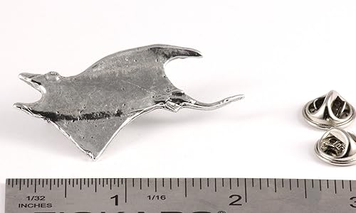 Vista 17 de Manta Ray Pin, Pewter, Lapel, Hat, Pins, Brooch, Brooches, Jewelry, Gift, Handmade in the USA, 200 Fish Designs Available. S075Z Pin de Manta Ray