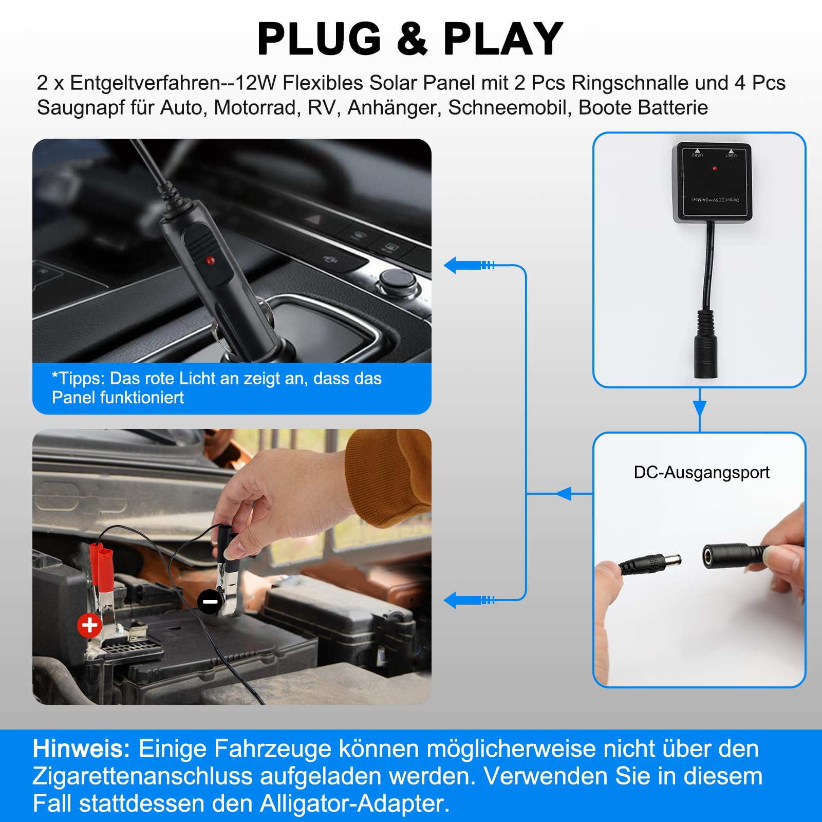 【12W Panneau Solaire Portable 16V Kit】KWODE 12W IP67 Chargeur Solaire 2-Port USB Mini Panneau Solaire Camera Exterieur Maintien de Charge Batterie Chargeurs Solaires Pour Téléphones Camping Car Moto