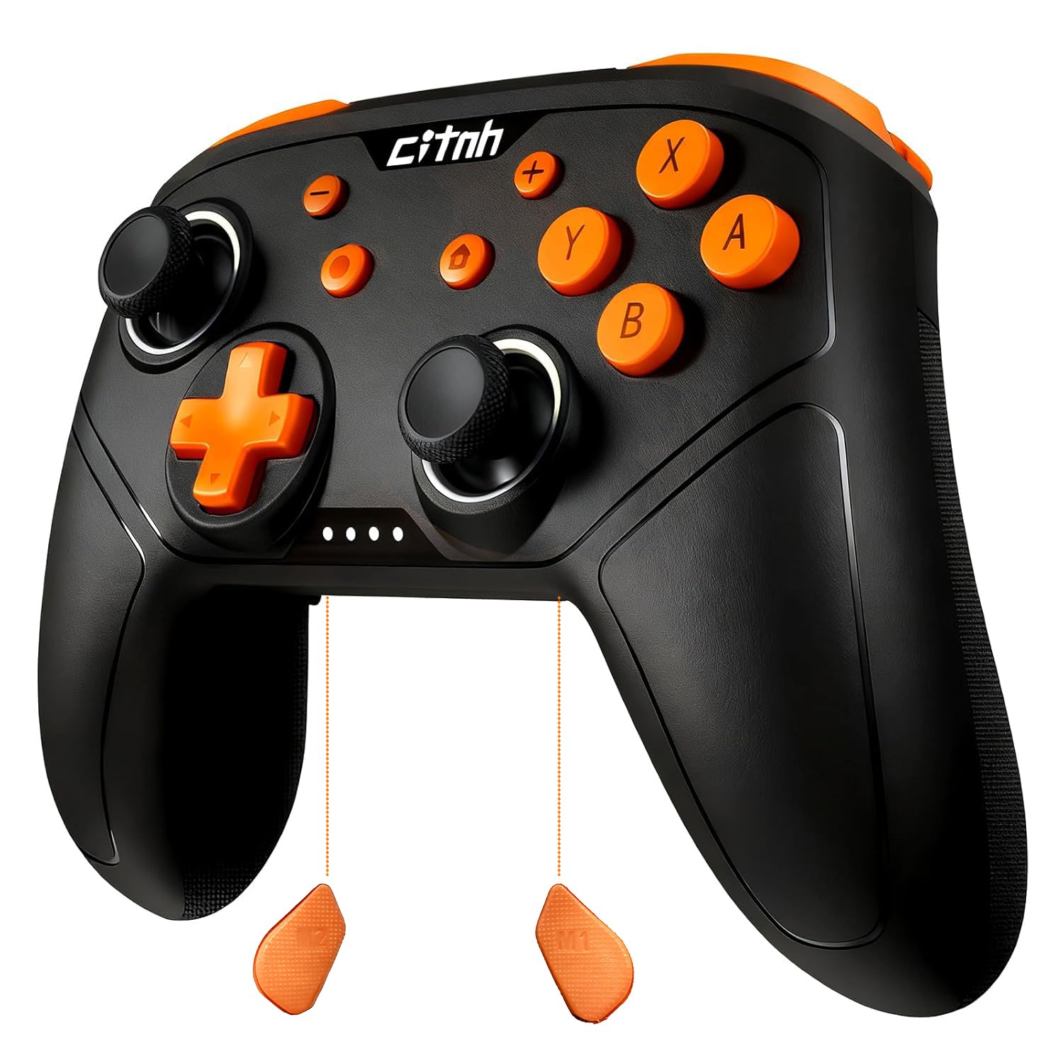 linhugame Wireless Controller For Switch,Compatible with switch 2/switch/lite/OLED/steam/PC, Hall Effect joysticks,6-Axis Gyro,Turbo,1000mAh Battery, Programmable Back Buttons (orange and black)