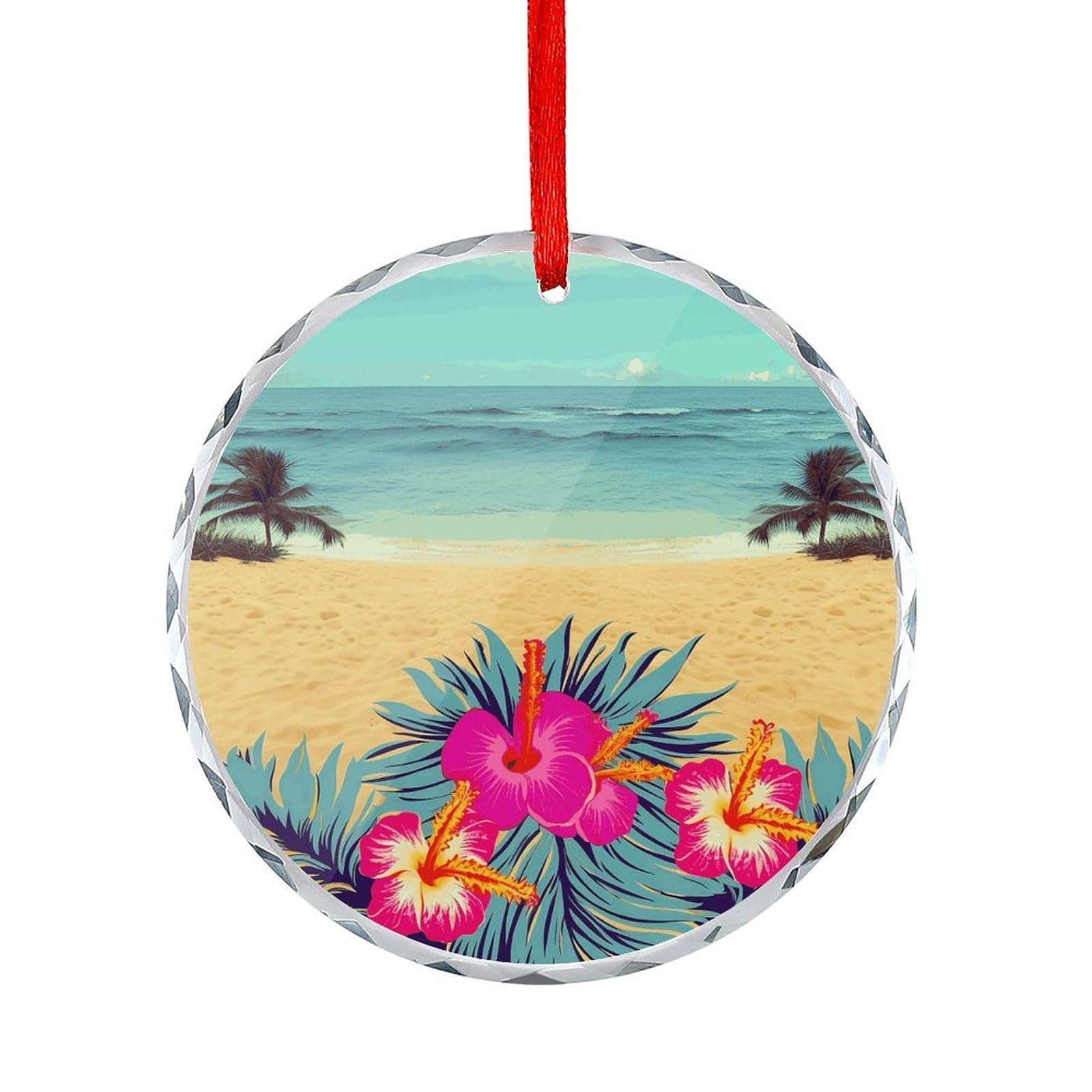 Btcowzrv Style Hello Hawaii Round Ornament Hanging Pendant Decor