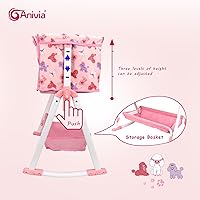Vista 2 de Mueble para cama de muñeca ANIVIA 2 en 1, juguete con columpio para muñecas de 18 pulgadas, cuna para muñecas bebé con base
