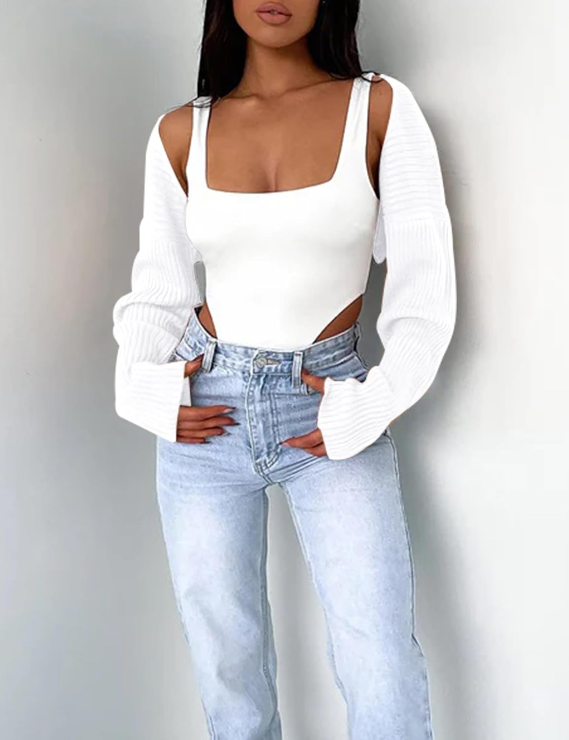 Women's Crop Cardigan Drop Shoulder Knit Bolero Shrug Sweater Y2K Cute Top 2025 Fashion Trendy Outfit