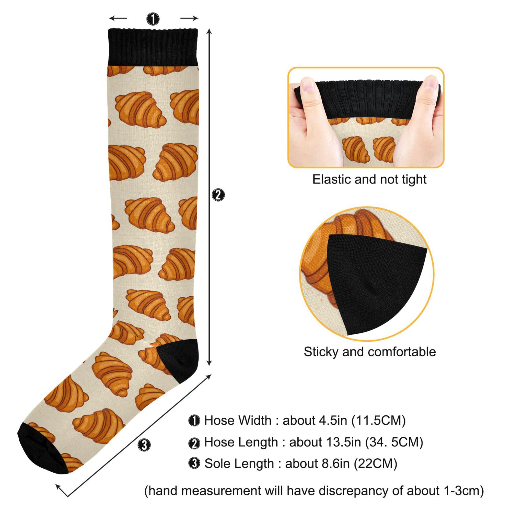 Fisyme French Croissant Bread Socks for Men Women Warm Comfort Athletic Crew Running Hiking Cycling Compression Socks