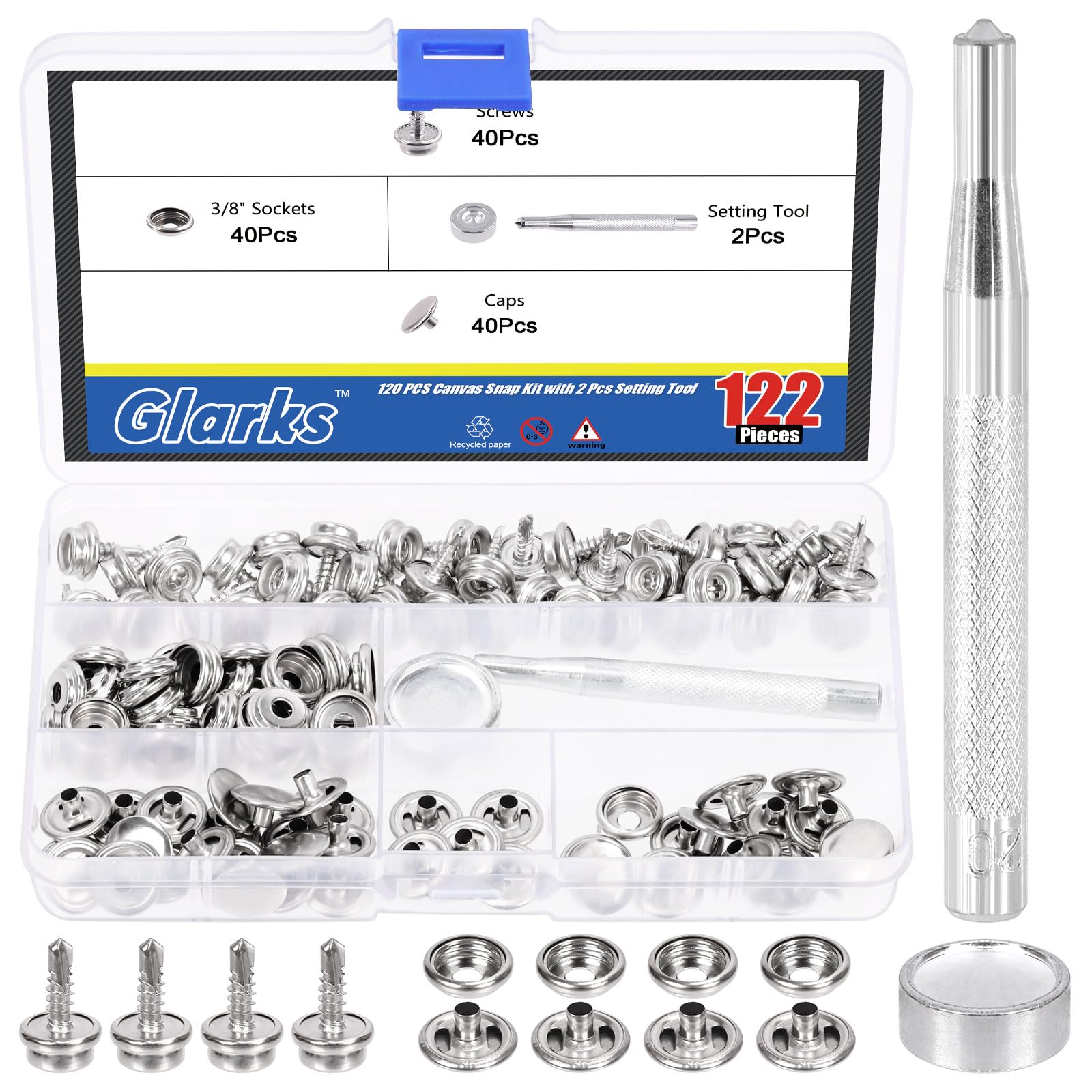 BetterJonny - Kit Di 350 Bottoni A Pressione, In Acciaio Inox, Per