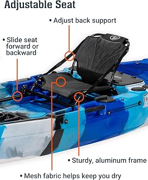 Upgraded Brooklyn 10.5 Pro Pedal Fishing Kayak by BKC Lightweight 10.5 ft Sit-On-Top with Propeller Drive, Rudder Steering