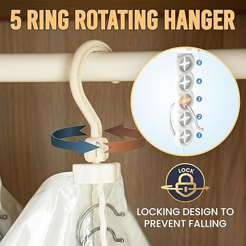 Miniatura 5 de TAILI Sellador al vacío colgante, bolsas ahorradoras de espacio para ropa, trajes y chaquetas, organizadores de armario, lados más anchos (3 largos,