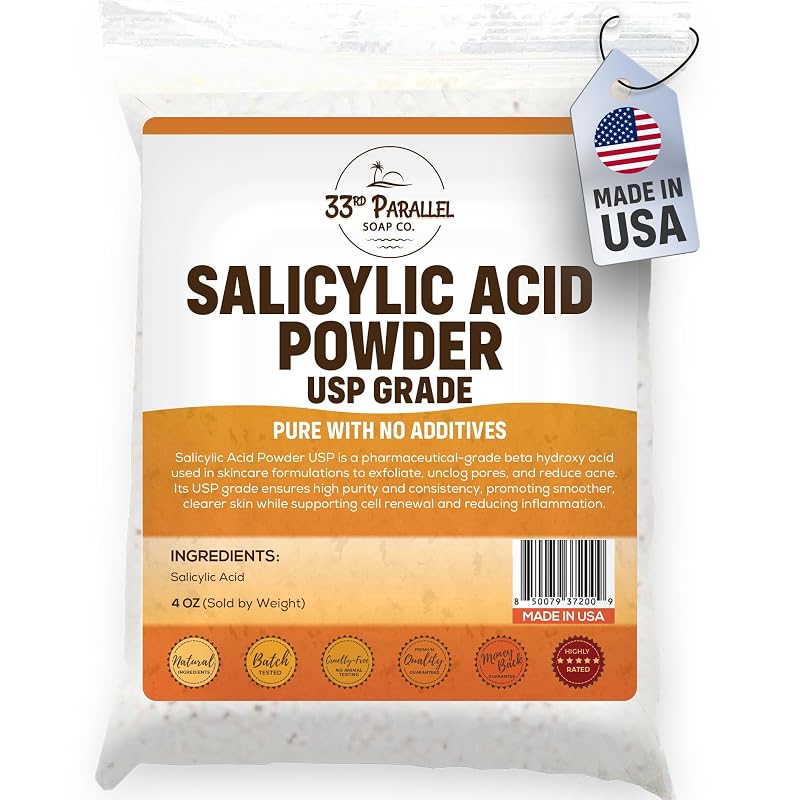Ácido salicílico em pó USP Grade 113 g 33RD PARALLEL SOAP CO