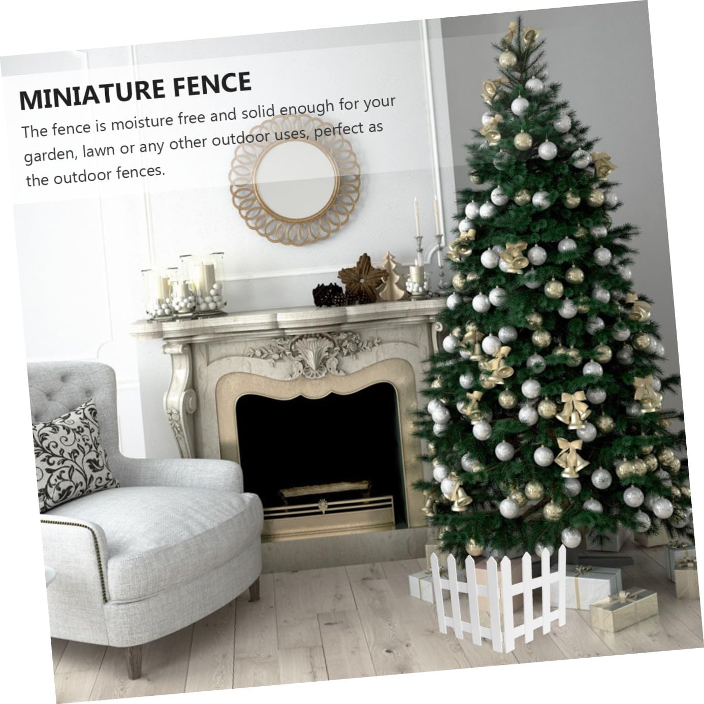 1Set Miniature Wooden Picket Fence Tree Decorations for Holiday Displays and Fairy Gardens High Long