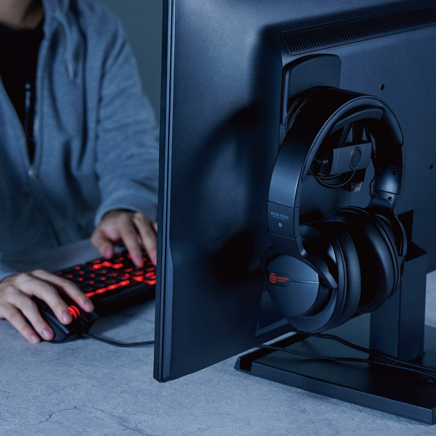 Elecom HP-DSHBK Headphone Stand, Hanger Type, Black